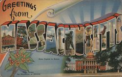 Greetings from Massachusetts Postcard