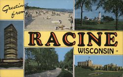 Greetings from Racine Wisconsin Postcard Postcard Postcard