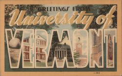 Greetings from University of Vermont Postcard Postcard Postcard