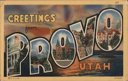 Greetings from Provo Utah Postcard Postcard Postcard