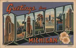 Greetings from Detroit Michigan Postcard Postcard Postcard