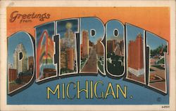 Greetings from Detroit Michigan Postcard Postcard Postcard