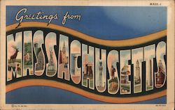 Greetings from Massachusetts Postcard Postcard Postcard