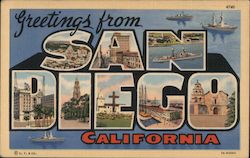 Greetings from San Diego California Postcard Postcard Postcard