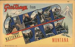 Greetings from Glacier National Park Montana Large Letter Postcard Postcard Postcard