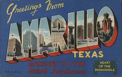 Greetings from Amarillo Texas Postcard Postcard Postcard