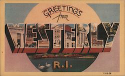 Greetings from Westerly Rhode Island Postcard Postcard Postcard