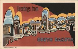 Greetings from Aberdeen South Dakota Postcard Postcard Postcard