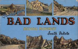 Greetings from Bad Lands National Monument South Dakota Postcard Postcard Postcard