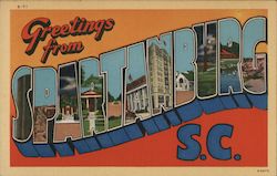 Greetings from Spartanburg South Carolina Postcard Postcard Postcard