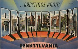 Greetings from Bethlehem Pennsylvania Postcard Postcard Postcard