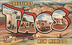 Greetings from Taos New Mexico Postcard Postcard Postcard