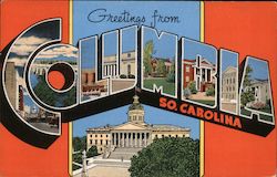 Greetings from Columbia South Carolina Postcard Postcard Postcard