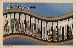 Greetings from Massachusetts Postcard