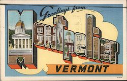 Greetings from Montpelier Vermont Postcard Postcard Postcard