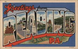 Greetings from Reading Pennsylvania Postcard Postcard Postcard