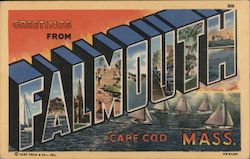 Greetings from Falmouth Massachusetts Postcard Postcard Postcard