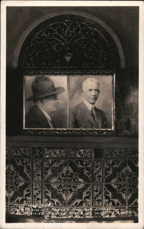 The Partners Death Valley Scotty and A. M. Johnson Illuminated Mantle Piece in Scotty's Castle California