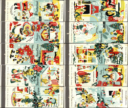 Set of 10: Christmas Scenes in Various Countries Matchbook Cover Matchbook Cover Matchbook Cover