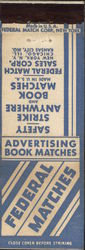 Federal Matches New York, NY Matchbook Cover Matchbook Cover Matchbook Cover