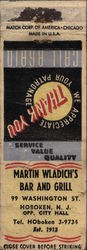 Martin Wladich's Bar and Grill Matchbook Cover