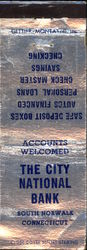 The City National Bank Matchbook Cover