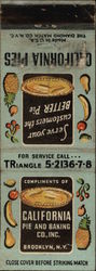 California Pie and Baking Co., Inc. Brooklyn, NY Advertising Matchbook Cover Matchbook Cover Matchbook Cover