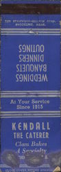 Kendall The Caterer Matchbook Cover