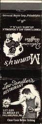 Lew Tendler’s Restaurant serving Mammy’s Waffles Matchbook Cover