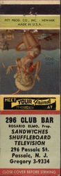 296 Club Bar Matchbook Cover