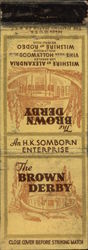 The Brown Derby, Los Angeles, Hollywood, Beverly Hills Matchbook Cover