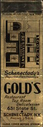 Gold’s Restaurant Schenectady, NY Restaurants Matchbook Cover Matchbook Cover Matchbook Cover