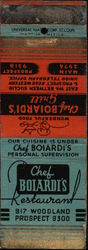 Chef Bolardi's Restruant Cleveland, OH Restaurants Matchbook Cover Matchbook Cover Matchbook Cover