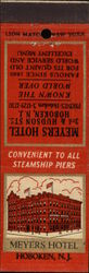 Meyers Hotel Hoboken, NJ Hotels & Motels Matchbook Cover Matchbook Cover Matchbook Cover