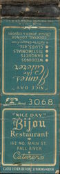 Bijou Restaurant & James the Caterer Matchbook Cover