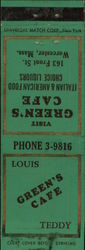 Green's Cafe Matchbook Cover