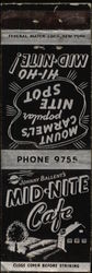 Johnny Ballent’s Mid-Nite Cafe Matchbook Cover