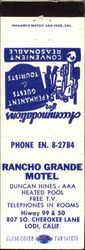 Rancho Grande Motel Lodi, CA Hotels & Motels Matchbook Cover Matchbook Cover Matchbook Cover