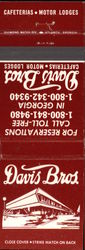Davis Bros. Cafeterias & Motor Lodges Matchbook Cover