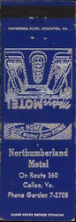 Northumberland Motel Callao, VA Hotels & Motels Matchbook Cover Matchbook Cover Matchbook Cover