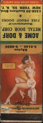 Acme & Dorf Metal Door Corporation Pinup Matchbook Cover