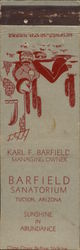 Barfield Sanatorium Matchbook Cover