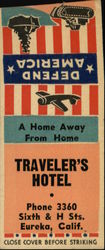 Traveler's Hotel Eureka, CA Hotels & Motels Matchbook Cover Matchbook Cover Matchbook Cover