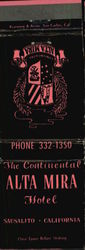 The Continental Alta Mira Hotel Matchbook Cover