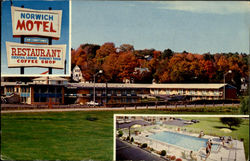 Norwich Motel 56 Units At Exit 82  No, Side Conn. Turnpike, 181 West Town Sts. Postcard