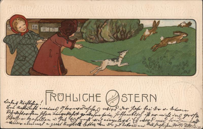 Frohliche Ostern With Bunnies