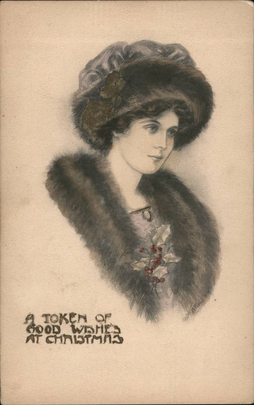 Victorian Woman and Holiday Wishes Christmas