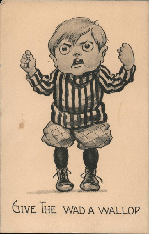 'Give the Wad a Wallop' Boy Illustration Children