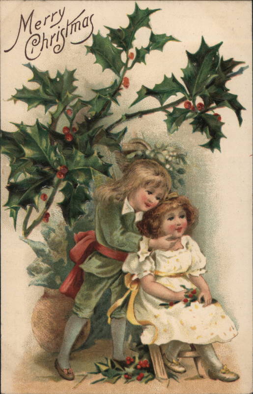 Two Children Sitting Under Holly