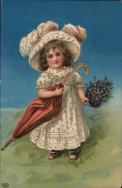 Young Girl Holding Umbrella Girls